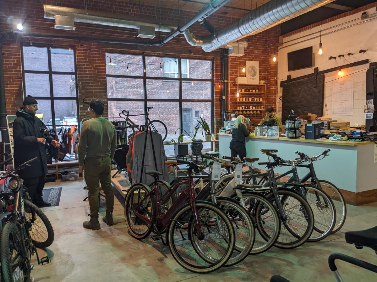 Interior of the Allo Velo bike shop.